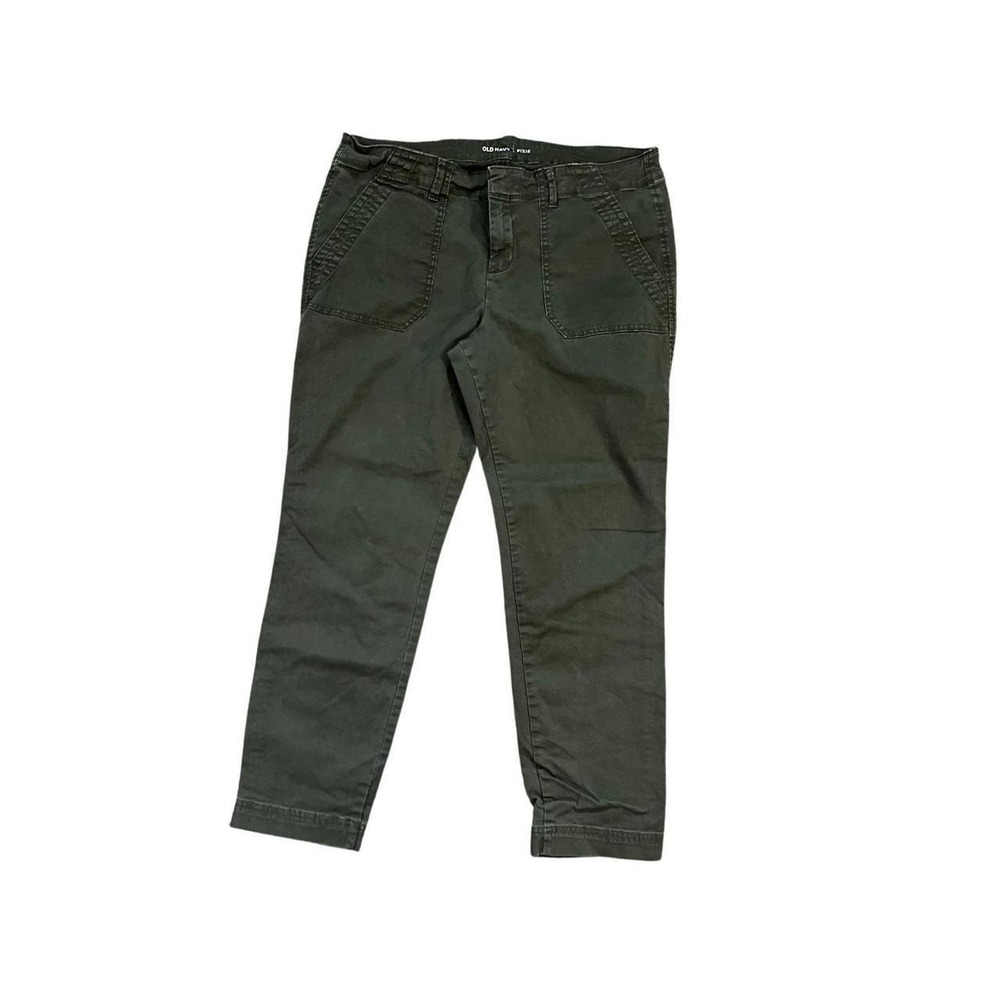 Old Navy Pixie Chino Pants Womens 12 Regular Olive Green Slim Ankle Mid Rise